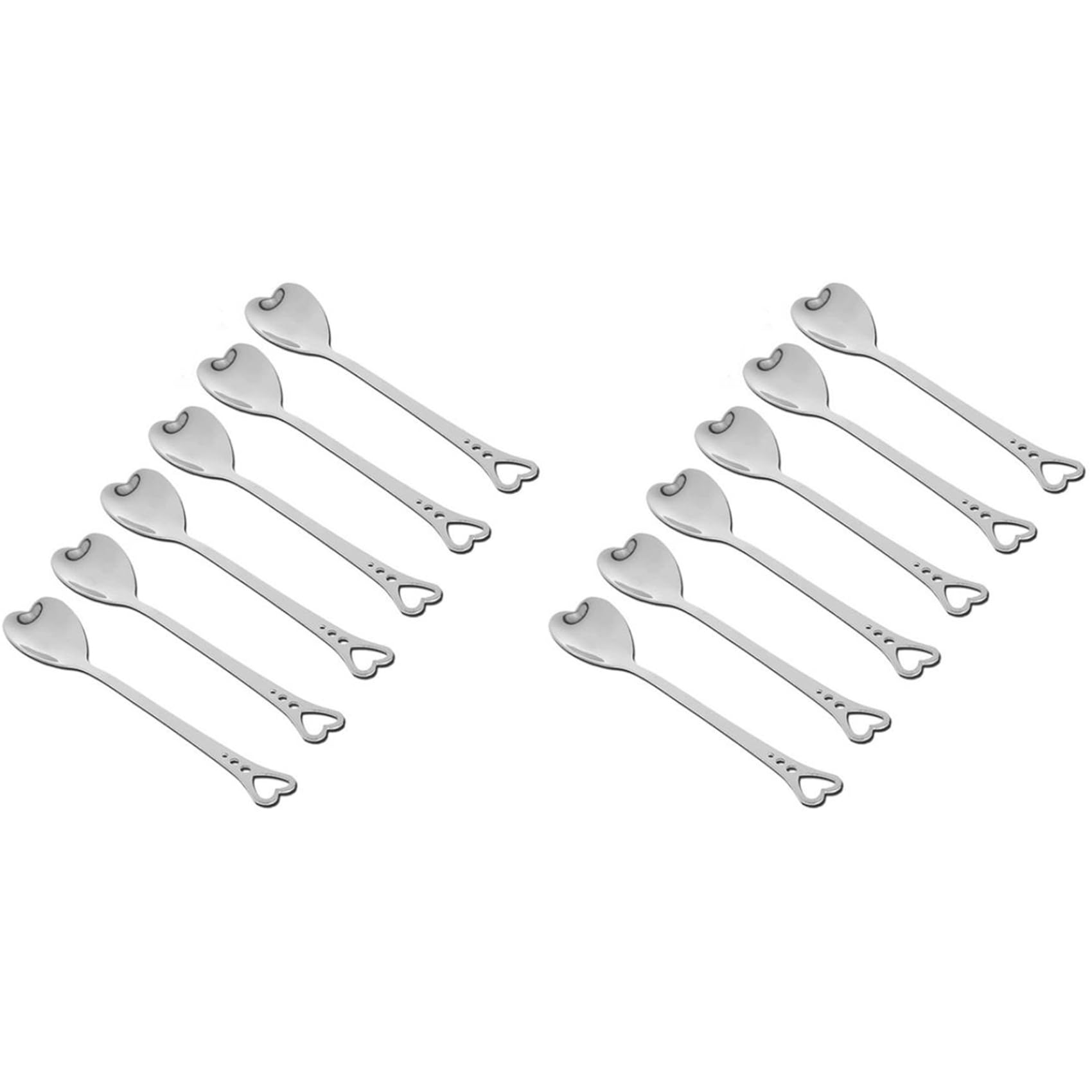 Aundhegrtt 12 Pcs Stainless Steel Heart Shape Coffee Spoon Kitchen Accessories Dessert Sugar Stirring Spoons Teaspoon Dinnerware