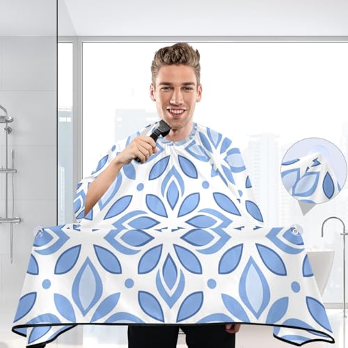 Capa impermeable profesional para corte de cabello azul floral miniatura 6