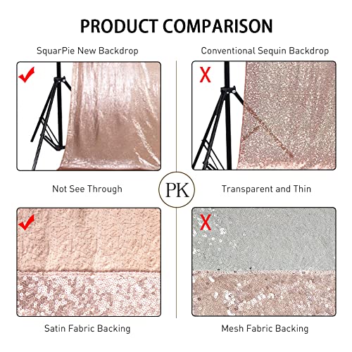 SquarePie Sequin Backdrop Not See Through Thick Background Glitter Curtain Party 20FT x 10FT Rose Gold
