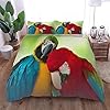 Bedding Beddengoedset, papegaai, microvezel, dekbedovertrek 200 x 200 cm en 2 kussenslopen van 80 x 80 cm, 3D bedrukt 3…
