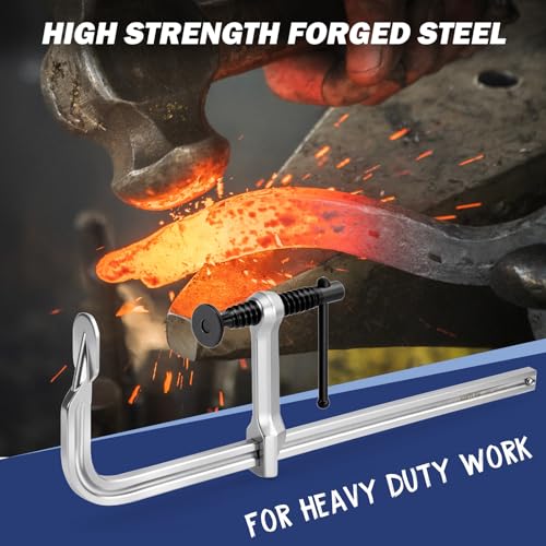 Bar Clamps 4-Pack, 12-Inch Light-duty Drop Forged Steel F Clamps (450 lbs) for Welding and Woodworking