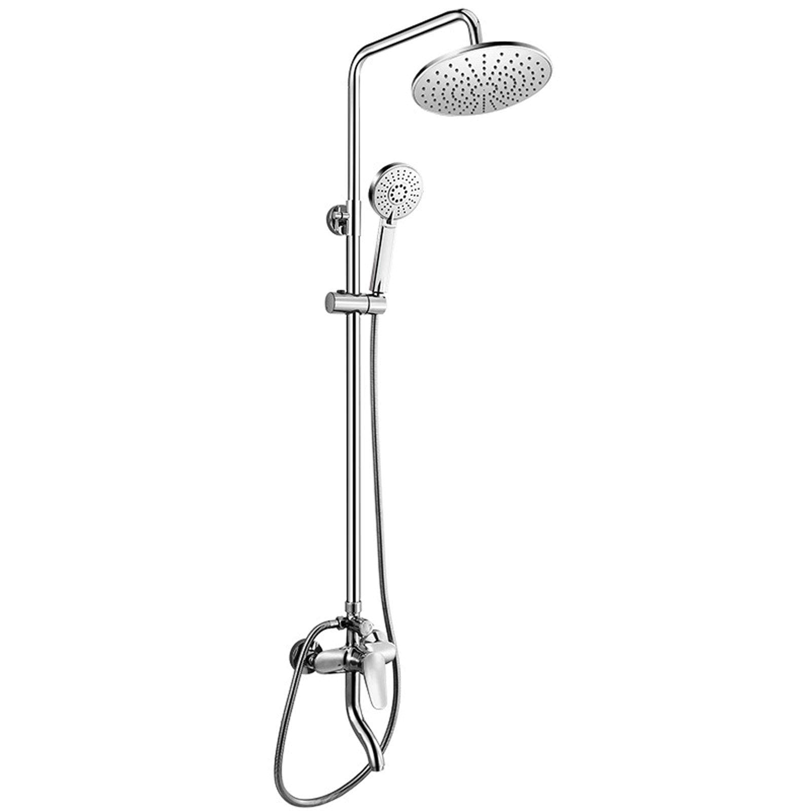 AYCDL Rainfall Shower System Chrome, Wall Mounted Shower Set Brass with Overhead Shower Head Tap, Adjustable Height Shower Mixer Set for Bathroom Hotel