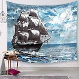 Wandteppich Wandbehang,Segelboot Drucken Im Querformat Wandbehänge Für Schlafzimmer Wohnzimmer Wohnheim Raumteiler Schlafzimmer Picknick Mat Tischdecke Strandtuch Bunte Wand Dekoration Kunst, 150 *