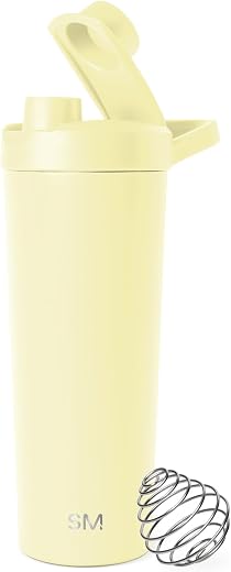 Simple Modern Stainless Steel Shaker Bottle with Ball 24oz | Metal Insulated Cup for Protein Mixes, Shakes and Pre Workout...