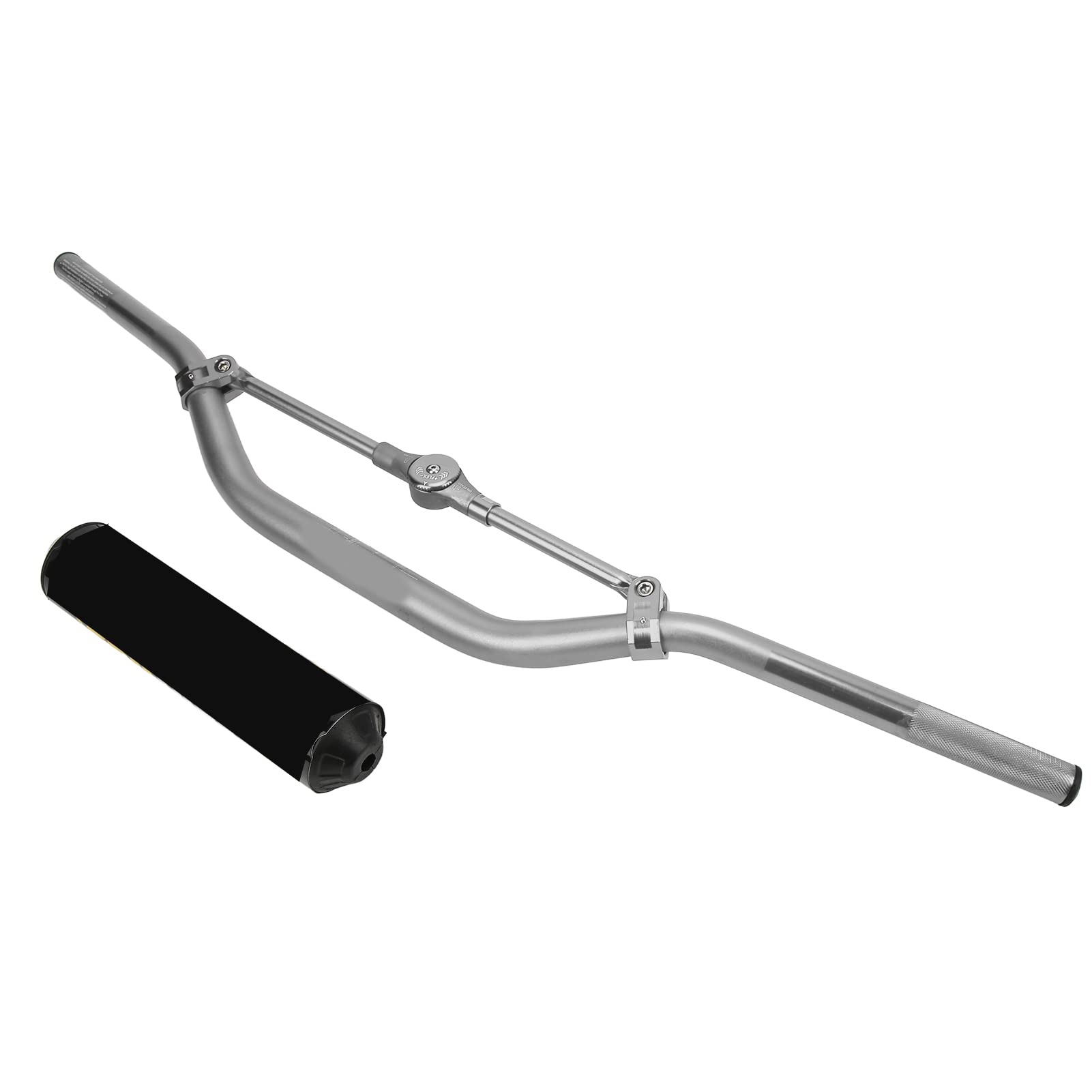 Cocoarm Kierownica Motocykla, Kierownica ze Stopu Aluminium CNC z Uchwytami z Gąbki, Adapter 28 Mm, Rozmiar Montażowy 22 Mm, Uniwersalny do Skutera Dirt Bike Motocross Street Bike (Czarny i srebrny)