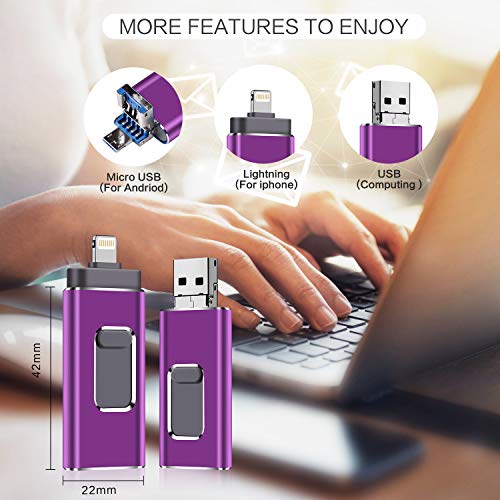 USB Flash Drive for iPhone 1000GB, iPhone Memory Stick, iPhone Photo Stick External Storage for iPhone/PC/iPad/Android and More Devices with USB Port (1000GB, DD-Purple)