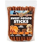 USA Sweet Potato Dog Treats - Grain Free, Cinnamon Pumpkin Crunchy Sticks are Great Tasting, Promote Positive Dog Gut Health with Natural Anti-Diarrhea Properties, no Preservatives Added