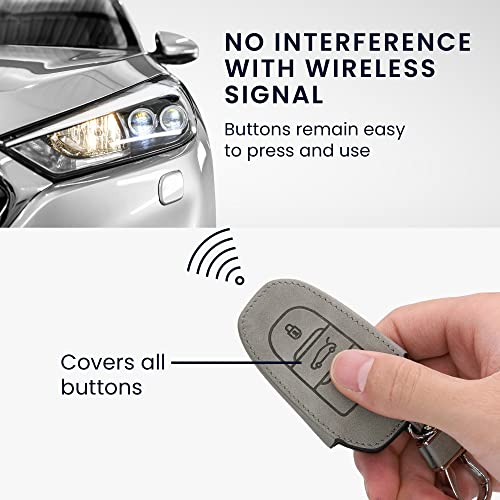 Autosleutelhoes met vintage kompas - beschermhoes van imitatieleer - grijs - Afbeelding 3