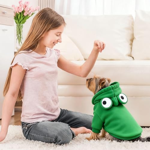 Hundemantel Winter, Haustier Frosch Hoodie Kostüm, Winteroverall für Hunde, Niedlicher Frosch Form Pullover für Hunde, Warm Hundepullover Fleece, für kleine, mittelgroße und große Hunde (XL)