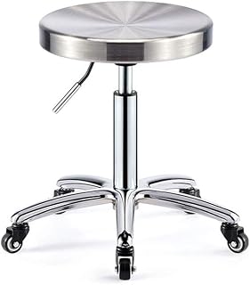 Round Rolling Stool Chair Heavy Duty Salon Massage Swivel Stool Round Adjustable Work Stool (Color : Bar stools Set of 2 Silver) Marriage