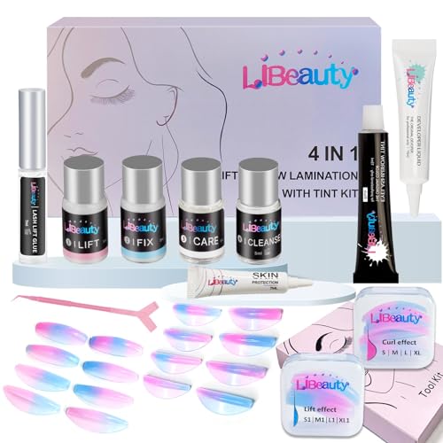 Libeauty Eyelash Lift and Tint Kit, Lash Perm Kit, 4 in 1 Eyebrow Tint Black and Lash Lift Kit