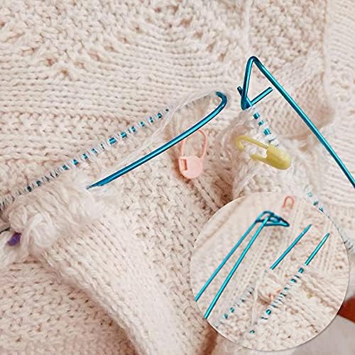 LAMXD 6Pcs Stitch Holder Set, 6 Size Assorted Colors Aluminum Yarn Stitch Holder Set Crochet Knitting Needle Markers Accessories Crochet Safety Pins for DIY Knitting Notions Crochet Needle Hooks Craft