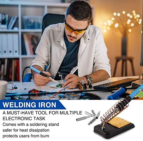 Soldering Iron Kit,WOWGO 60W Adjustable Temperature Welding Tools Set with 5 Soldering Tips,Digital Multimeter,Soldering Iron Stand,Tin Wire Tube,Desoldering Pump and Portable PU Tool Bag