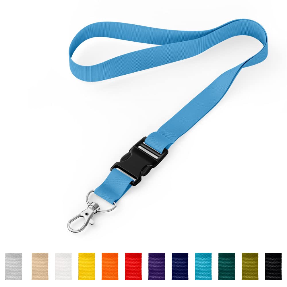 Kandinsky 25 Stück - SCHLÜSSELBÄNDER HELLBLAU - Original Schnellverschluss 20mm x 900mm Lanyards Umhängebänder geeignet für Messen und Veranstaltungen.