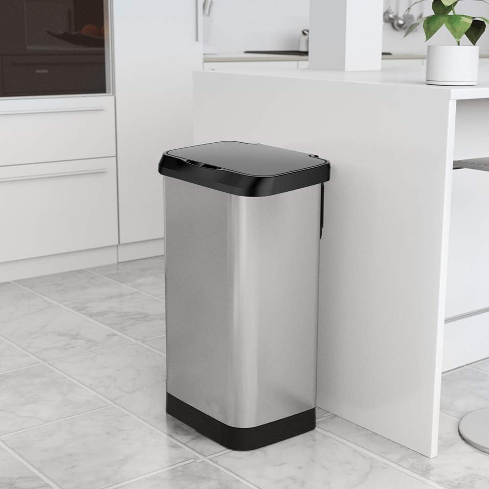 Glad Stainless Steel Trash Can with Clorox Odor Protection | Touchless Metal Kitchen Garbage Bin with Soft Close Lid and Waste Bag Roll Holder, 20 Gallon, Motion Sensor : Home & Kitchen
