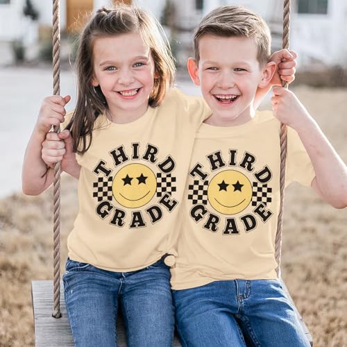 Happy First Day of School Shirt for Girls Boys 1st 3rd 4th Grade T-Shirt Kid Cute Back to School Outfit Tee Tops3