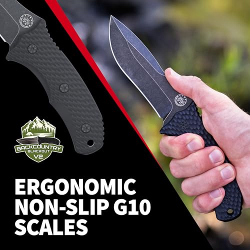 Off-Grid Knives - Backcountry Blackout V2 Fixed Blade with Cryo D2 Blade Steel, Full Tang, Grippy G10 Scales, Kydex Sheath with Lo-Pro Belt Clip, Camping, Hunting, Bushcraft, Survival - Image 4