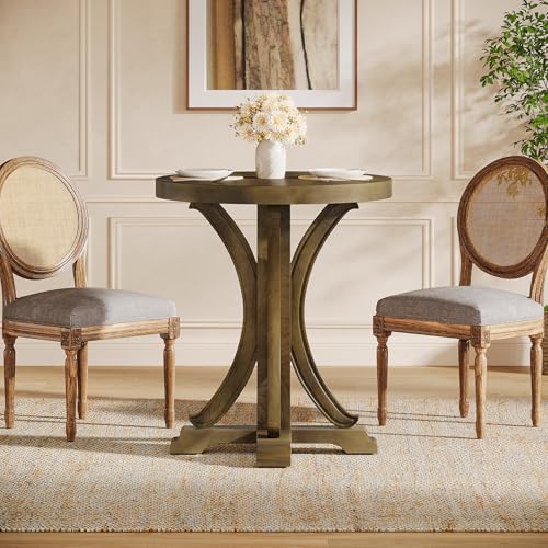 Tribesigns Mesa de Comedor Redonda de 60 cm, Mesa de Cocina compacta para 2 Personas para Espacios pequeños, salón, Comedor, Cocina, Marrón Vintage