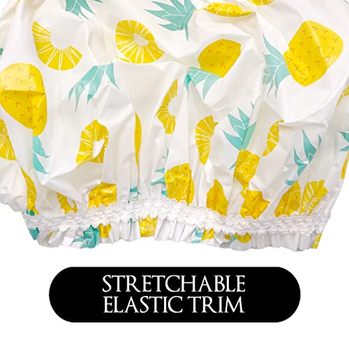 Reusable Vinyl Shower Cap & Bath Cap, Frosted Peva Elastic Stretch Hem. Multi-Use Waterproof Stretchy Hair Cap For All Hair Lengths - Be A Fineapple Shower Cap For Women #TOP2