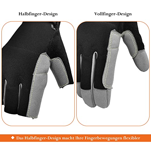 Intra-FIT Kletterhandschuhe Fingerhandschuhe Kunstleder Arbeitshandschuhe Abriebschutz Kletter-Sporthandschuhe Seilhandschuhe für Abseilen, Bergsteigen, Abenteuer, Outdoor-Sport,Rettung