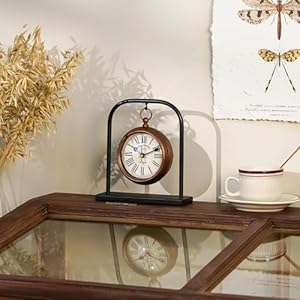 NIKKY HOME Small Retro Desk Clock, Silent Non-Ticking Classic Battery Operated Decorative Table Mantel Shelf Clock for Living Room NIKKY HOME Small Retro Desk Clock Silent Non Ticking Classic Battery Operated Decorative Table Mantel Shelf Clock for Living Room