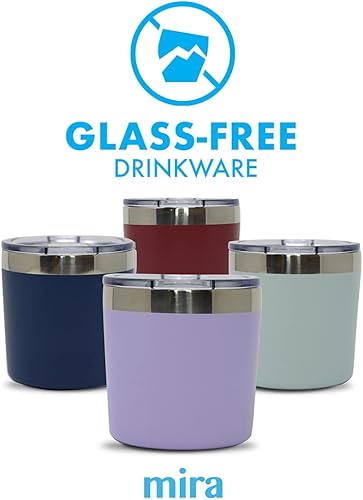 Miniatura 4 de MIRA Vaso térmico de acero inoxidable de doble pared de 9 onzas para whisky, cócteles, líquidos calientes y fríos, violeta lavanda