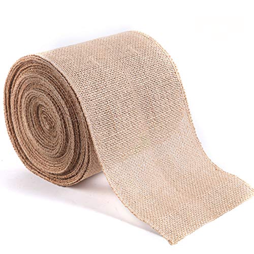 Burlap Ribbon, 11 Yards Fabric Burlap Ribbon Roll, Burlap Ribbon for Crafts, Natural Jute Fabric Ribbon Crafts Ribbon for Christmas Wedding Gifts Crafts Wraping Decoration (6 Inch)