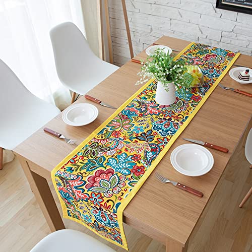 Chemin de table vintage en coton jaune haut de gamme pour réception