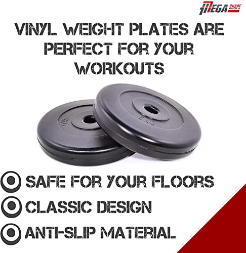 MegaShape Weight Plates 10kg / 5kg Weight Plate Single - 1'' Standard Weight Plates - Weight Discs for Strength Training Gym Home and Weightlifting - Dumbbell Plates Barbell Weights (One Plate)