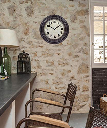 45Min 20 Inches Retro Round Large Wall Clocks, Silent Non Ticking Battery Operated Movement Easy To Read Wall Clock With Arabic Numerals #TOP5