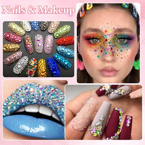 15000 Pcs Resin Rhinestones for Crafts, Colorful Jelly Resin Rhinestones for Bedazzling Gems Mix Sizes Flatback Gems Jewels for DIY Mugs Tumblers Bottles Clothing Shoes Nail Art - Thumbnail 6