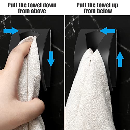 Boao Self Adhesive Towel Hook Holder Grabber Stainless Steel Kitchen Dish Towel Hook Mount Non Drilling Towel Hangers Rack Hand Towel Hook Tea Towel Holders Bathroom Kitchen (Black, Silver,4 Pcs) #TOP6