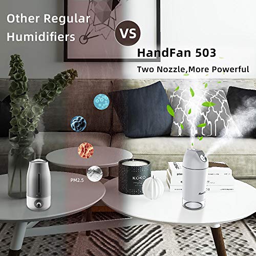 Handfan Portable Humidifier, Battery Operated Ultrasonic Humidifier, Wireless Personal Humidifier Usb Rechargeable, Nano Facial Mister, 4 Mist Modes, For Desktop, Car, Bedroom, Travel, Plants, Office #TOP1