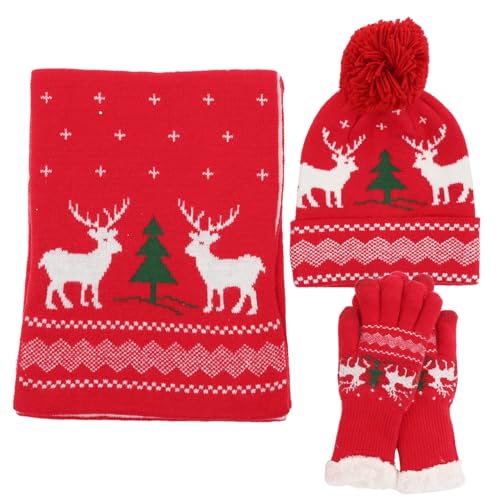 Écharpe femme acrylique rouge bonnet de Noël et foulard pour le cou
