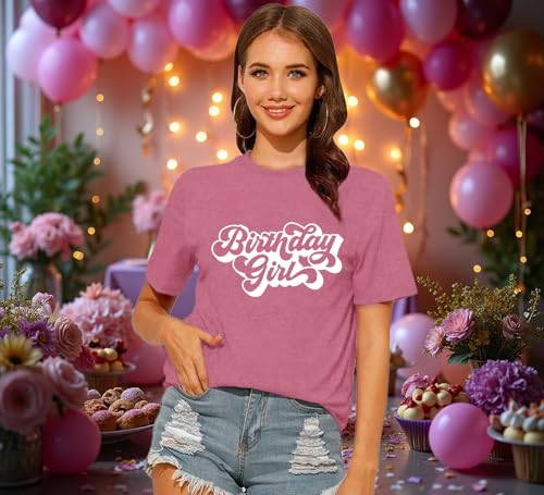 Qskall Birthday Girl Shirts for Women Happy B-Day T-Shirt Birthday Squad Tee Tops