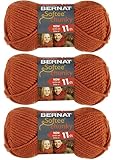 Bernat Softee Chunky 3-Pack Yarn - (6) Gauge 100% Acrylic - 3.5 oz -Pumpkin - Machine Wash & Dry
