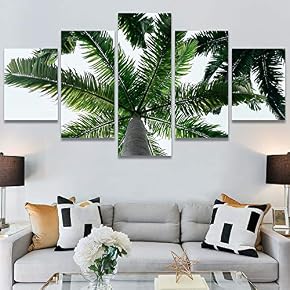 SIGNWIN 5 Panel Canvas Wall Art Tree Against...