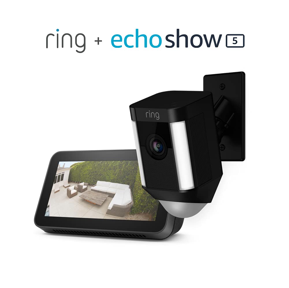 Ring Spotlight Cam Mount (Black) Bundle with Echo Show 5 (2nd Gen)