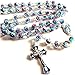 elegantmedical Handmade Bule Veluriyam Beads Rosary Necklace Crucifix Cross Catholic Gift