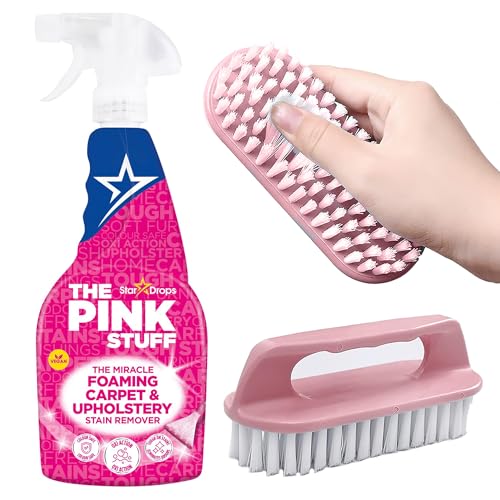 Pink Stuff Carpet & Upholstery Cleaner 500ml + Scrubbing Brush | Tough Stain Remover for Sofas, Carpets, Rugs & Car Interiors | Deep Clean, Easy to Use, Odor-Free & Fast Drying