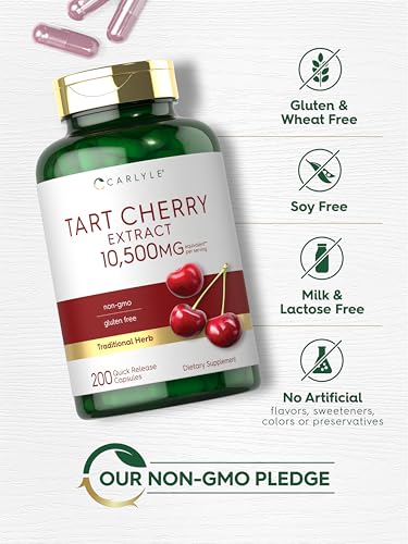 image for Carlyle Tart Cherry Capsules | 10,500mg | 200 Pills | Max Potency | No
