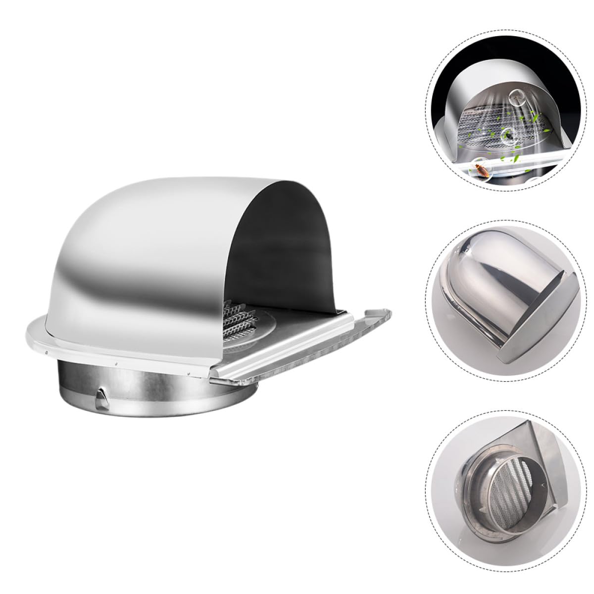 Grille de Ventilation U en Acier Inoxydable 150 Mm, Capuchon D'aération Extérieur Anti-pluie et Anti-vent, Déflecteur pour Hotte D'extraction la Cuisine, Ventilation Inox Murale