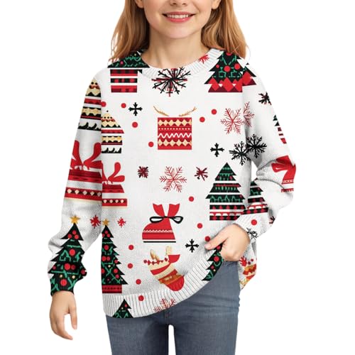 Sweaters for Girls 10 Christmas Day Crew Neck Knit Pullover Sweatshirt Mens Teen Long Sleeve Winter Xmas Holiday Santa Hat Print Fashion Boys Shirts Size 14-16 White Fall Puppy Tops Wine 160