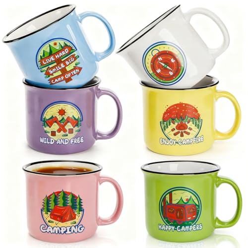 Covzoe 6-Pack 15oz Ceramic Camping Mugs