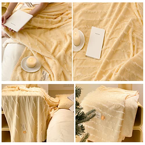 Soft Fuzzy Blanket,Yellow Fluffy Microfiber Plush Throw Blanket Long Hair Fluffy Throw Blanket For Sofa Bed 60X80In #TOP3