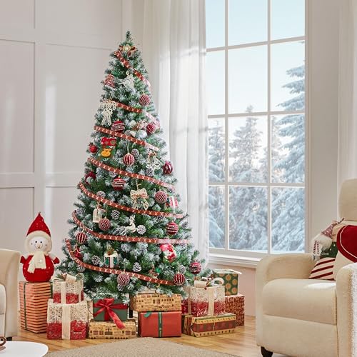 Yaheetech-6ft-Artificial-Christmas-Tree-Snow-Flocked-Christmas-Tree-w64-Pinecones-920-Frosted-Tips-Pre-Decorated-Tree-for-Holiday-Party-Decoration Yaheetech 6ft Artificial Christmas Tree Snow Flocked Christmas Tree w64 Pinecones 920 Frosted Tips Pre Decorated Tree for Holiday Party Decoration
