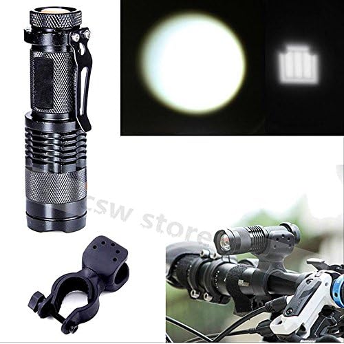 7 Watt 300 Lumen Mini Cree Q5 Led Flashlight Torch Adjustable Focus Zoom with Clip for Bicycle Front Light