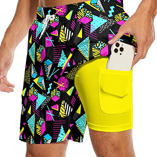Mens Swim Trunks with Compression Liner 2 in 1 Quick-Dry Swim Shorts Men Board Shorts Swimwear for Swimming Beach2