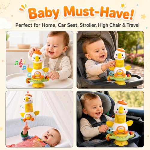 Image of Zest 4 Toyz Musical Learning Duck Toy for Kids | Sleep Song Music | 5in1 Suction ,Spinner, Rattle, Squeeze & Sensory Play | BPA-Free, Safe & Durable | Interactive Learning Toys for 6+ Months Kids