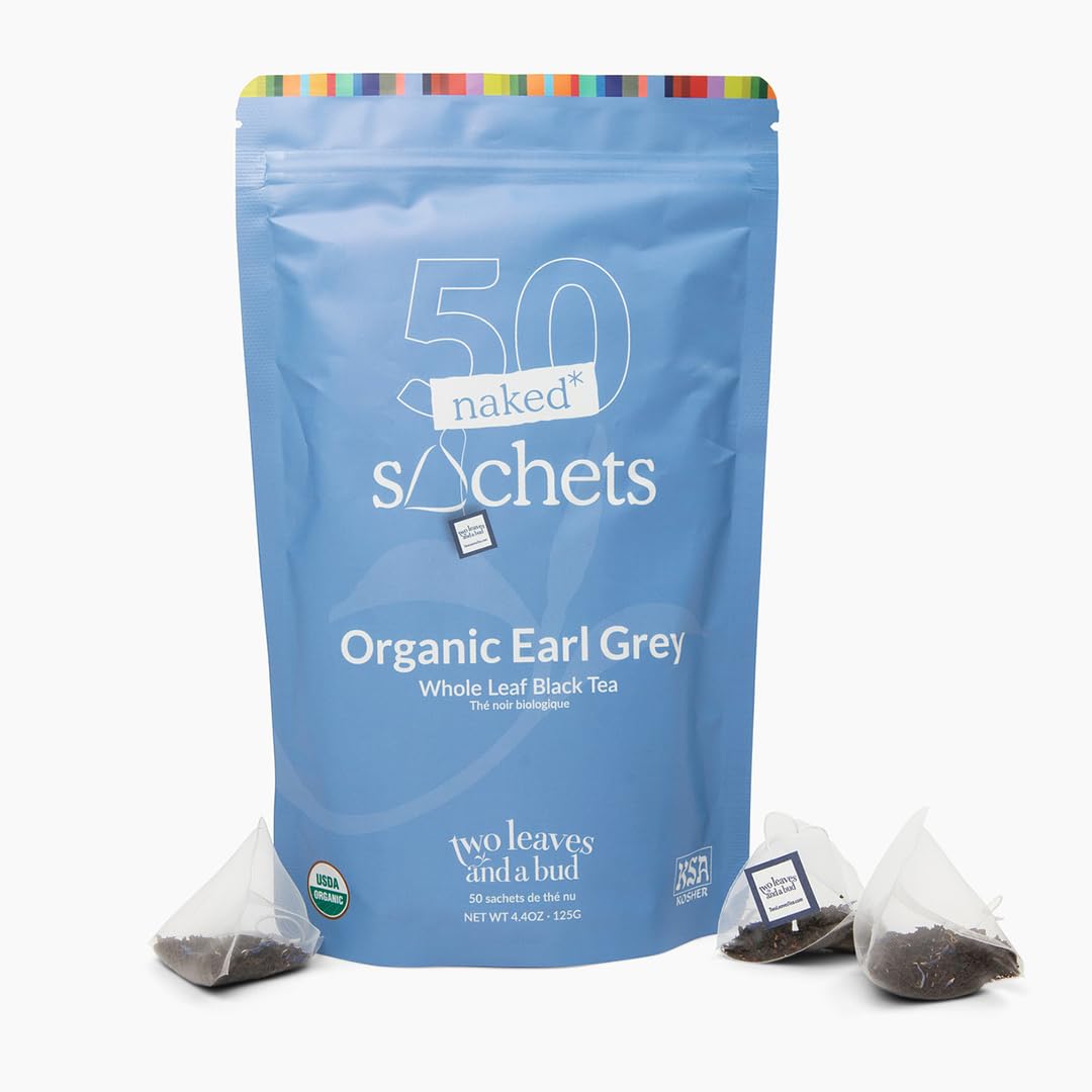 Sponsored Ad - Organic Earl Grey - 50 Naked Tea Sachets - Whole Leaf Black Tea in Eco-Friendly Unwrapped Compostable Sachets, Resealable Bag, 50 Count (Pack of 1)